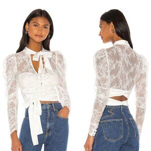 For Love and Lemons Farrah Lace Blouse Tie top NWOT size small